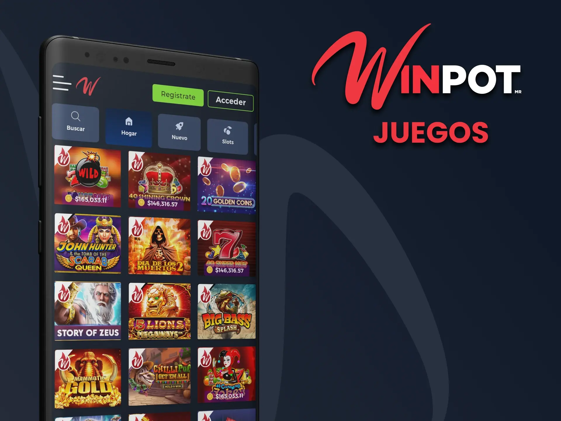 Juega y gana grandes bonos en las mejores tragaperras de Winpot utilizando la aplicación móvil.