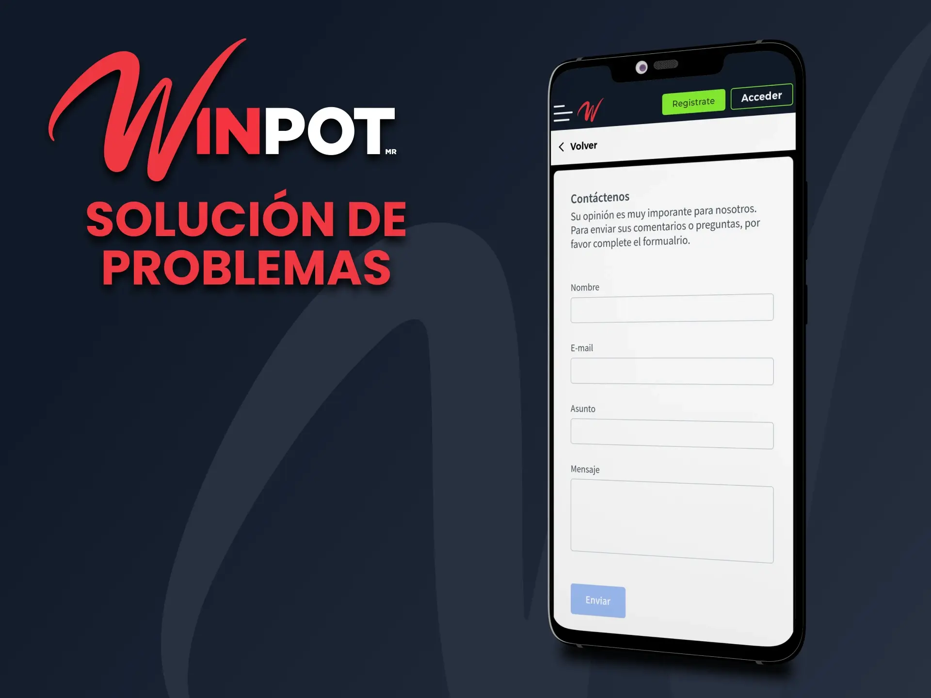 Lea sobre posibles soluciones a problemas al utilizar la aplicación Winpot.