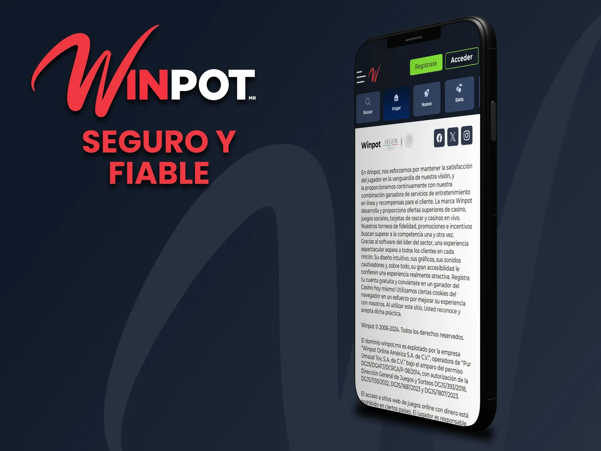 La aplicación móvil Winpot ofrece un alto nivel de protección y un funcionamiento estable.