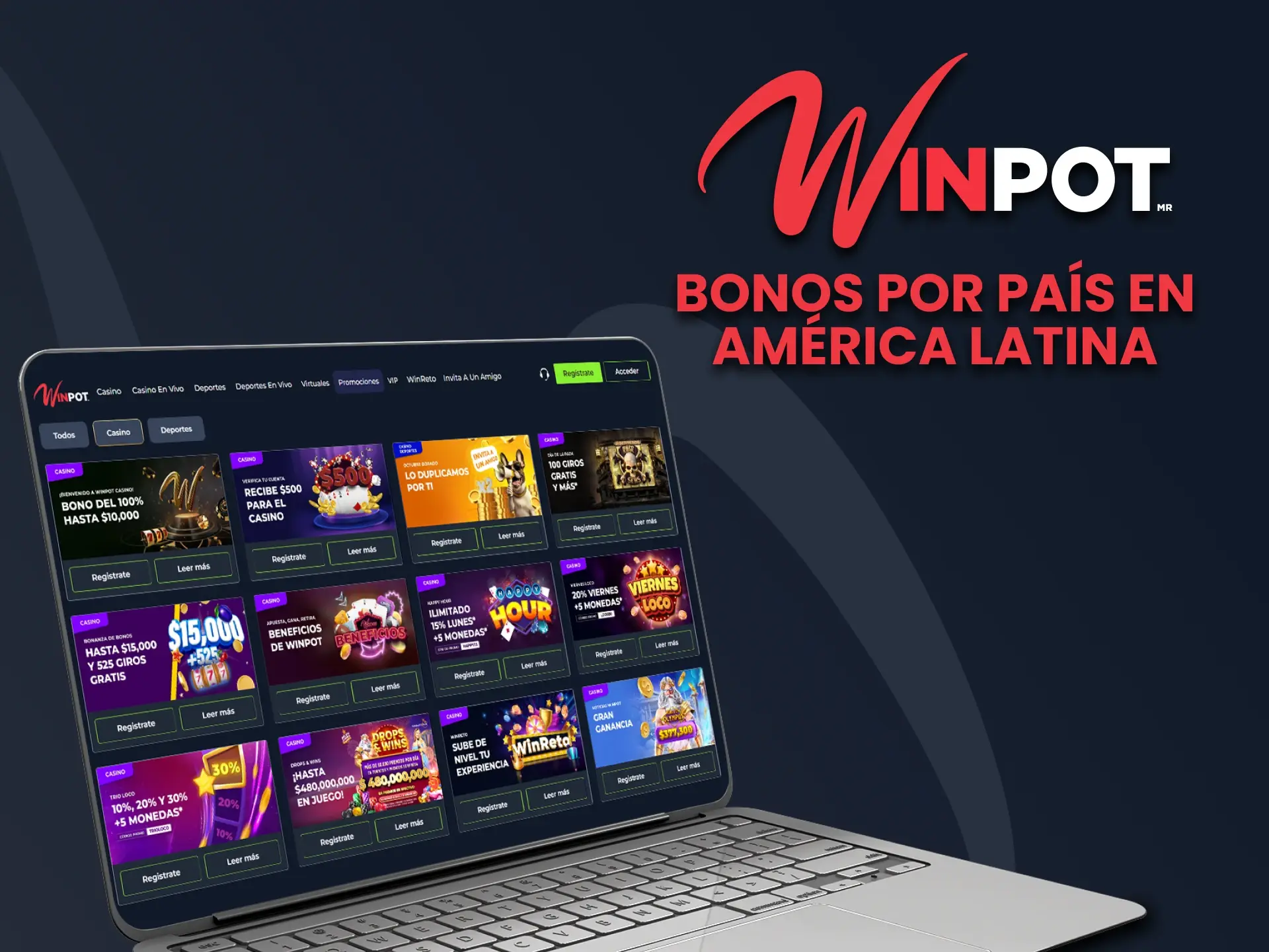 Explora las mejores ofertas de Winpot Casino para América Latina.