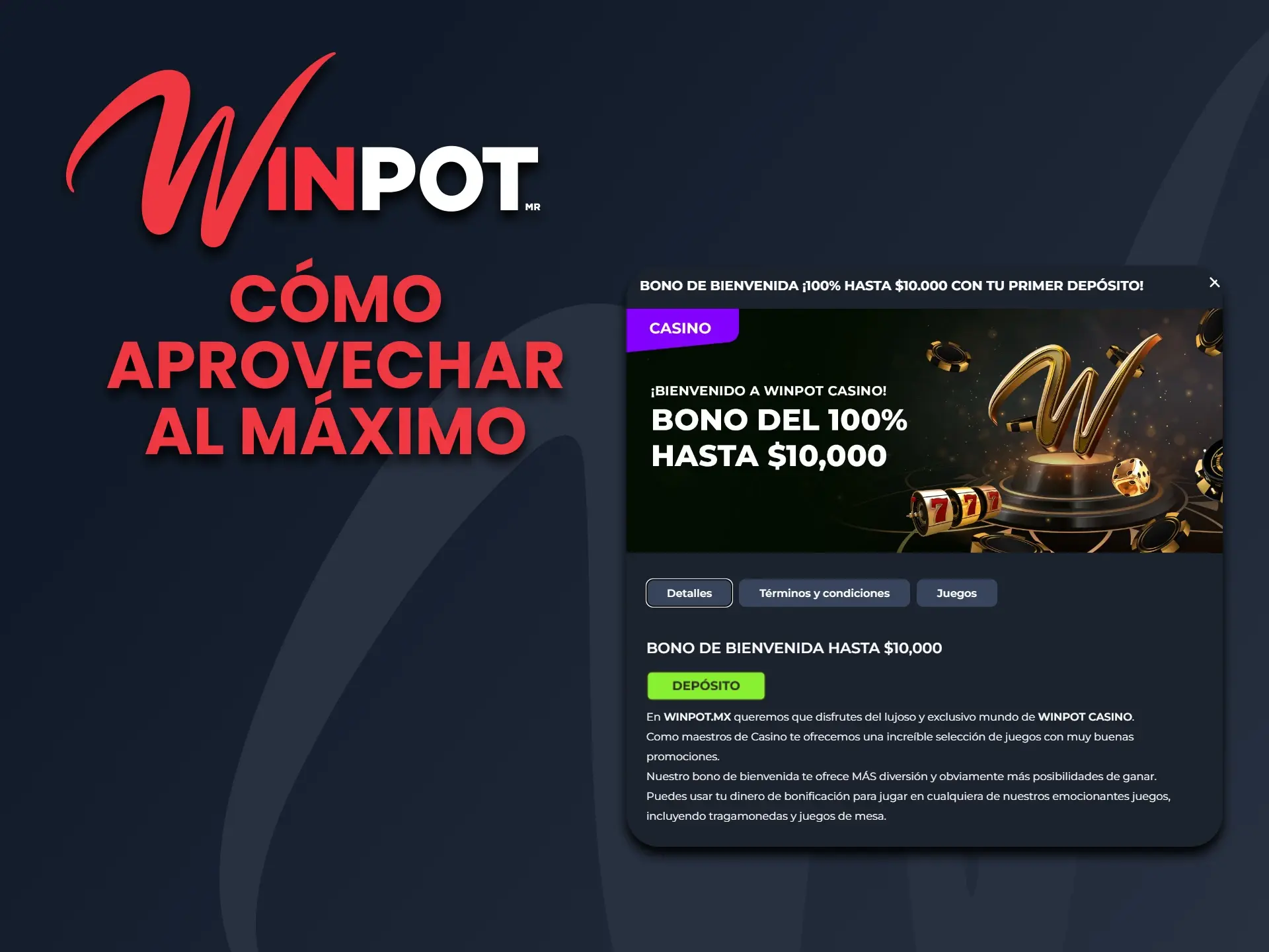 Utilizar el bono del casino Winpot de forma eficaz te ayudará a ganar una gran suma de dinero y a adquirir una valiosa experiencia.