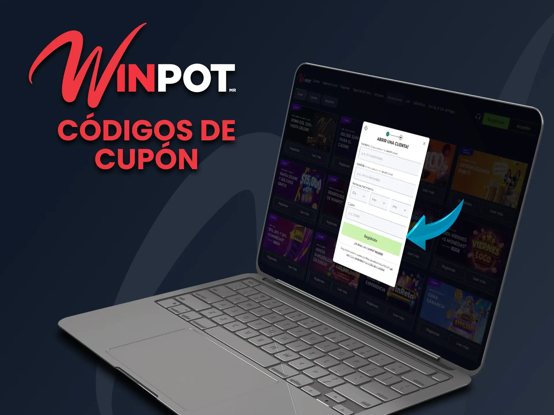 Estudiar las instrucciones sobre cómo utilizar los códigos promocionales de Winpot Casino.