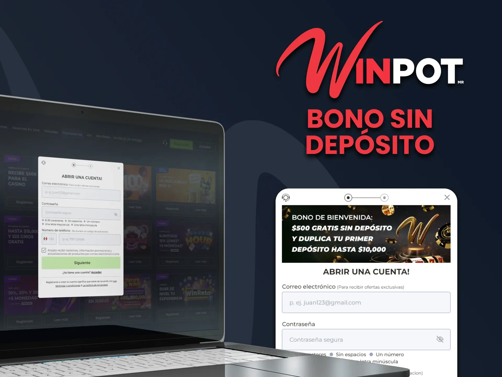 Complete un sencillo registro en Winpot Casino y tenga la oportunidad de reclamar su bono sin depósito.