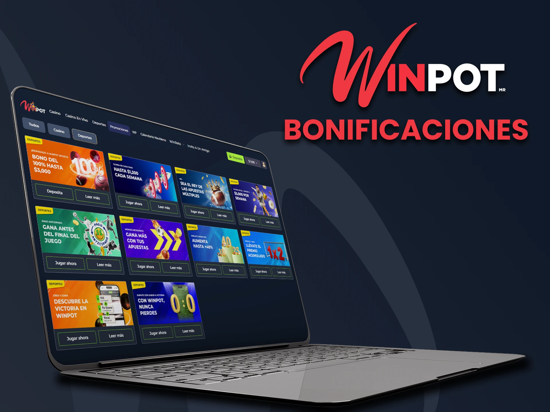 Obtenga bonificaciones por apuestas deportivas de Winpot.