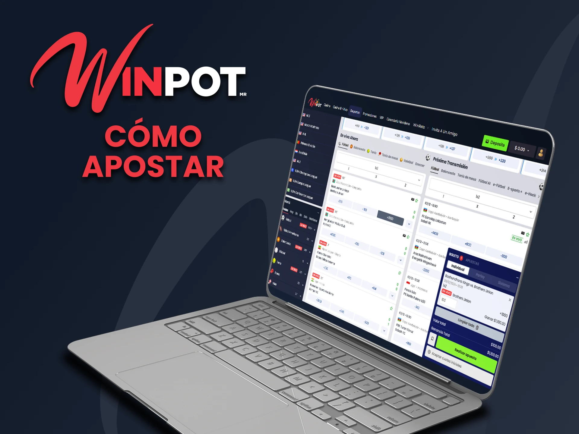 Vaya a la sección de deportes para apostar en Winpot.