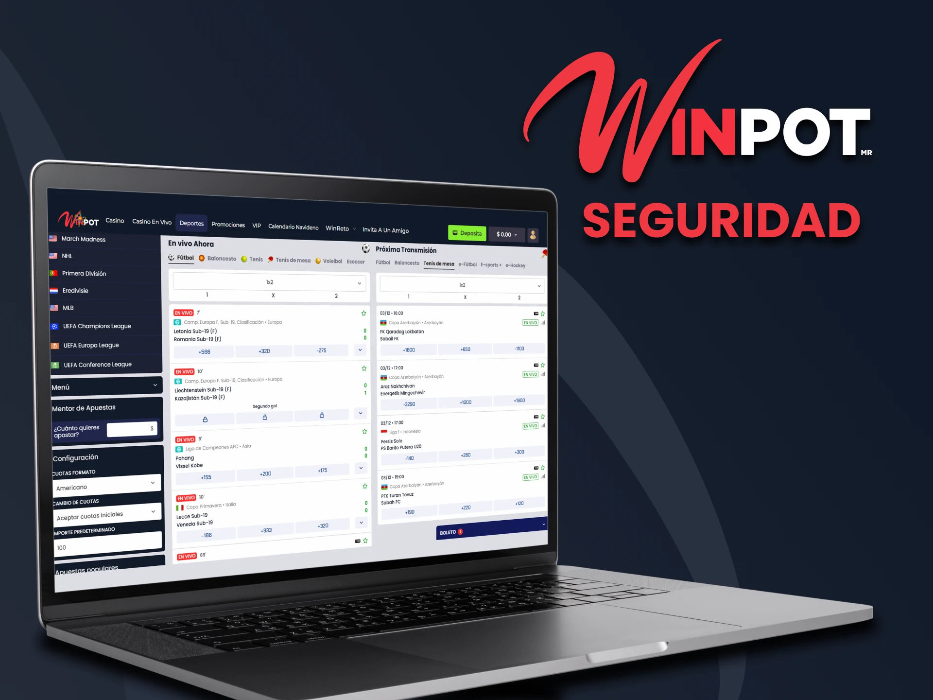 Apostar en deportes con Winpot es legal y seguro.