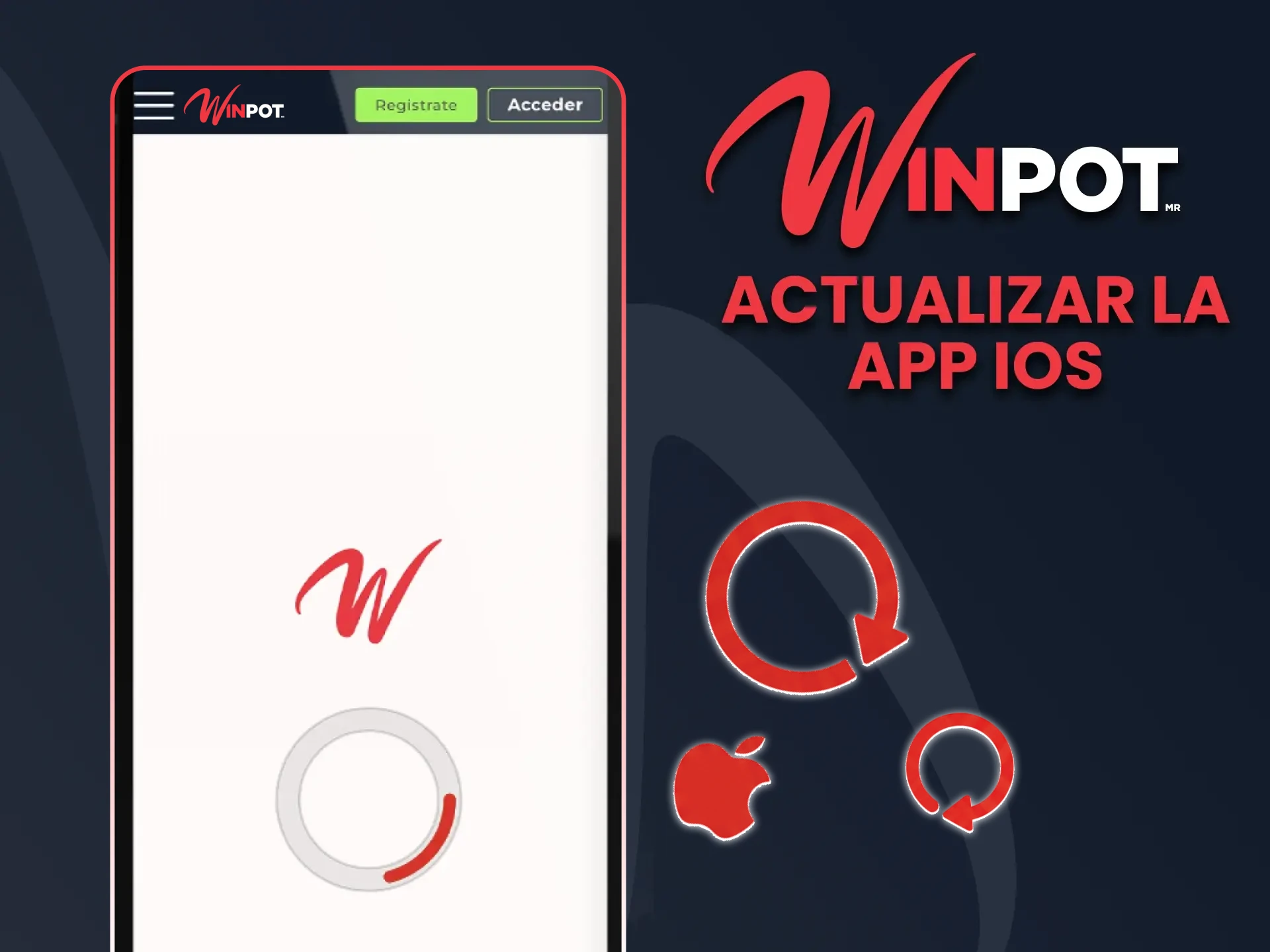 Actualiza la aplicación Winpot en tu dispositivo iOS para estar al día de las últimas promociones y bonos del casino.