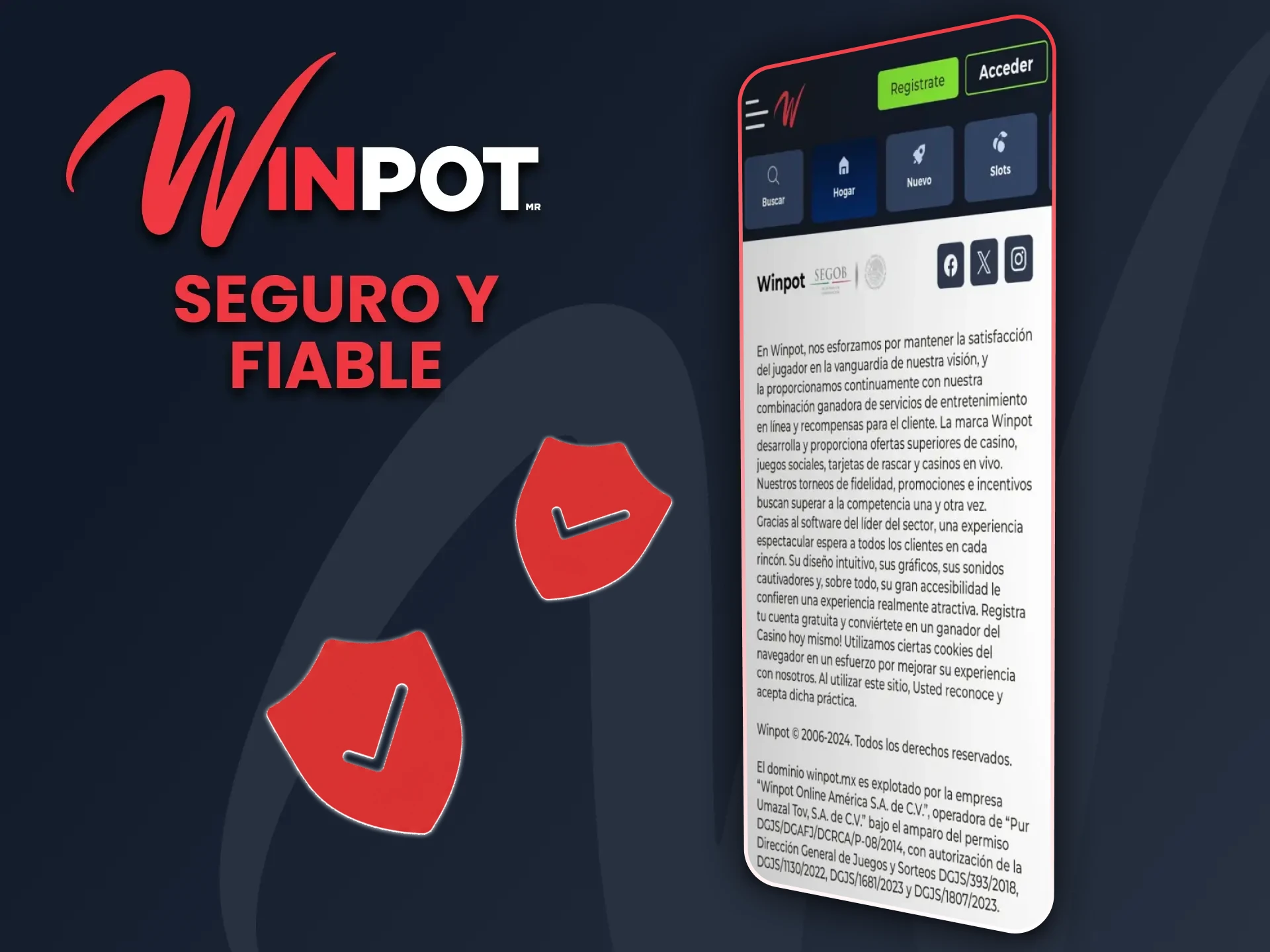 La aplicación móvil Winpot ofrece un alto nivel de protección y un funcionamiento estable.