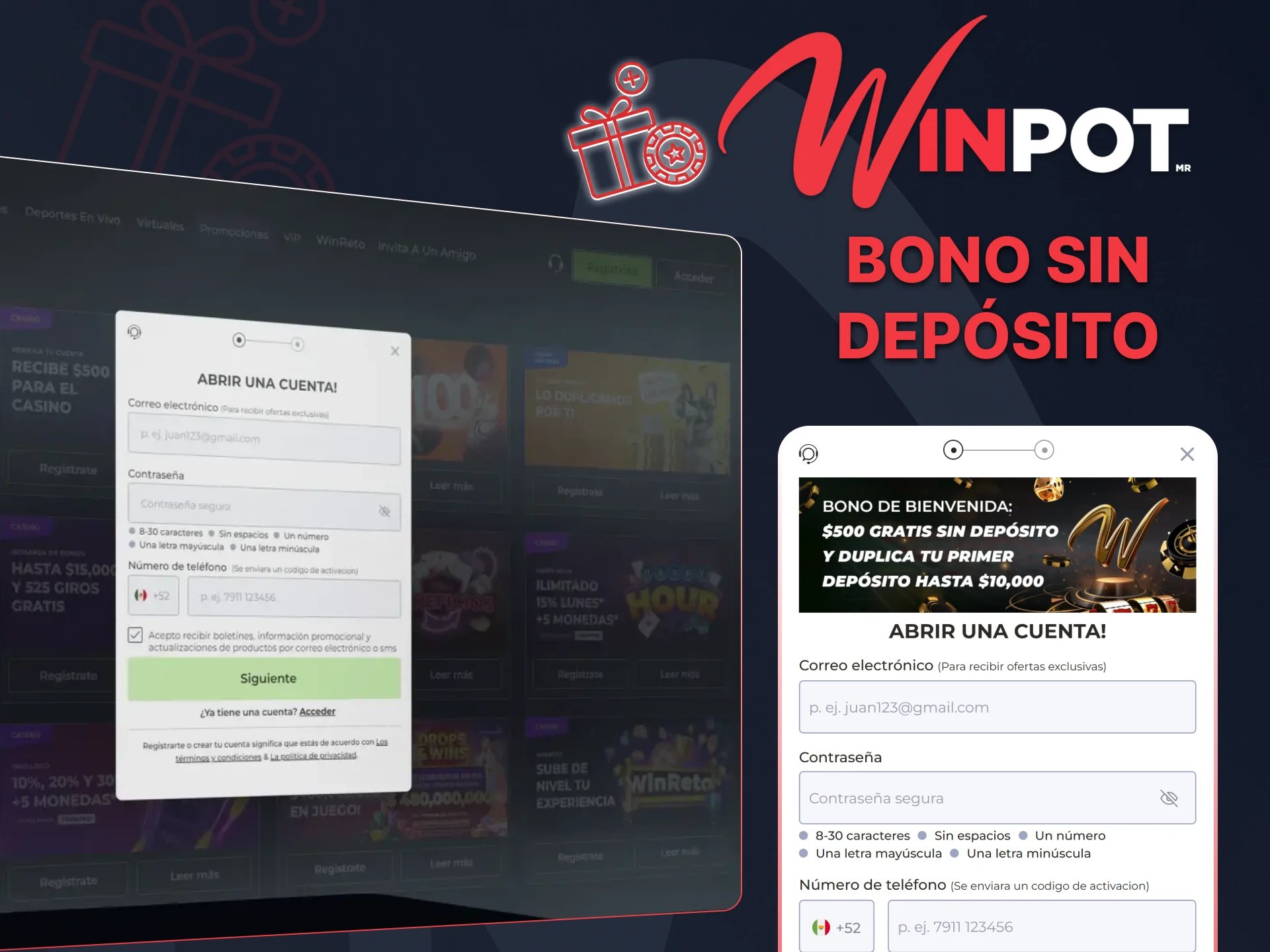 Complete un sencillo registro en Winpot Casino y tenga la oportunidad de reclamar su bono sin depósito.