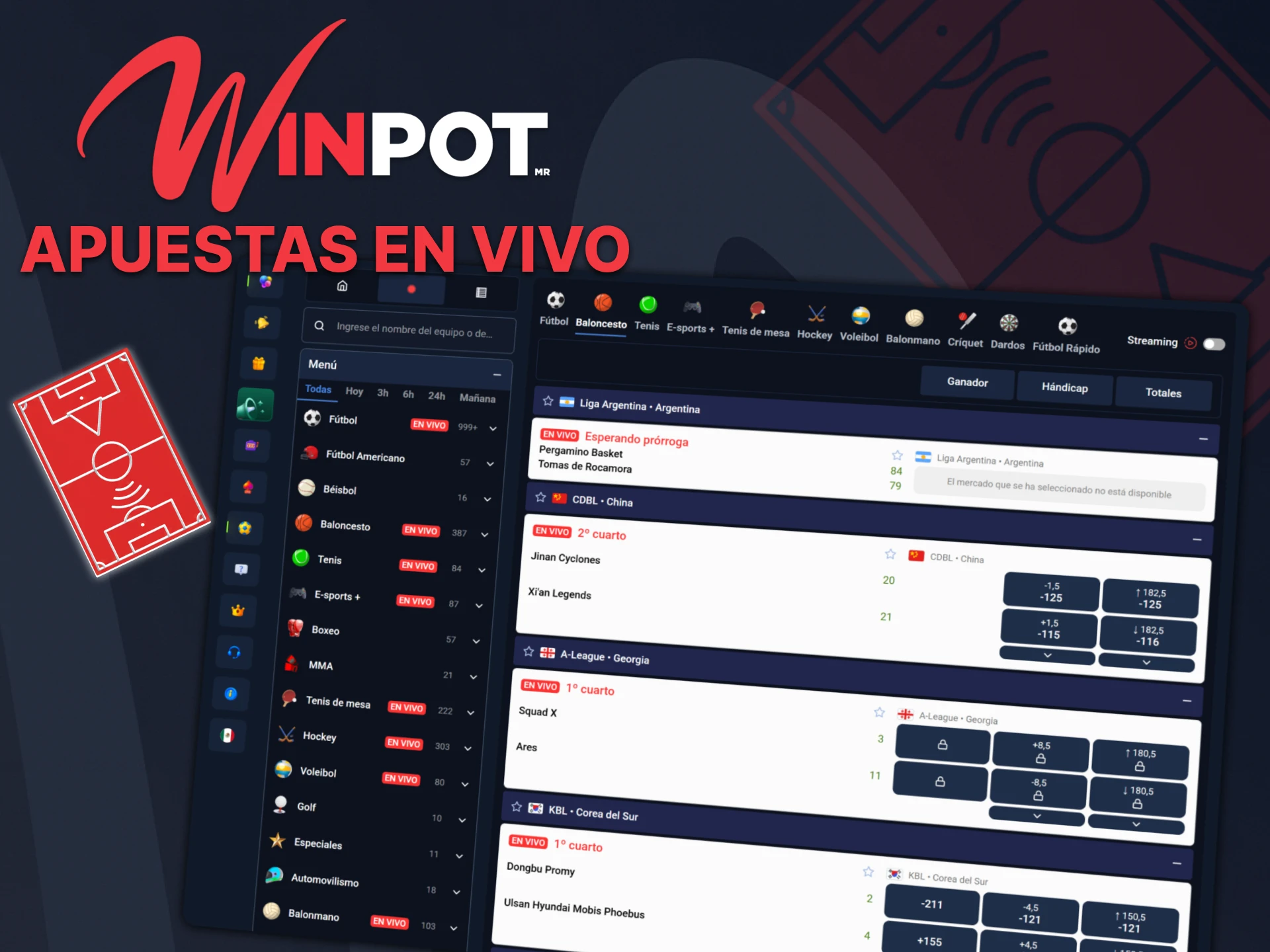 Apuesta en eventos en vivo con Winpot.