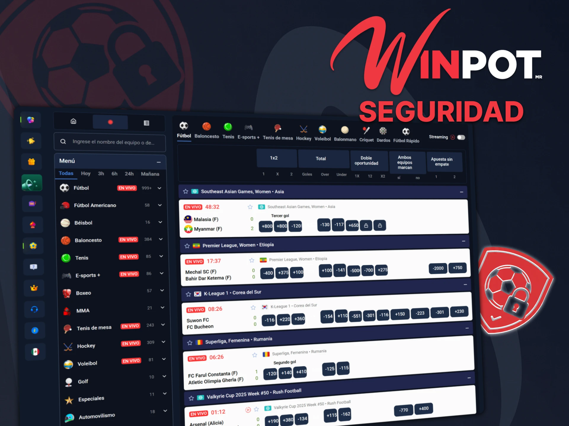 Apostar en deportes con Winpot es legal y seguro.