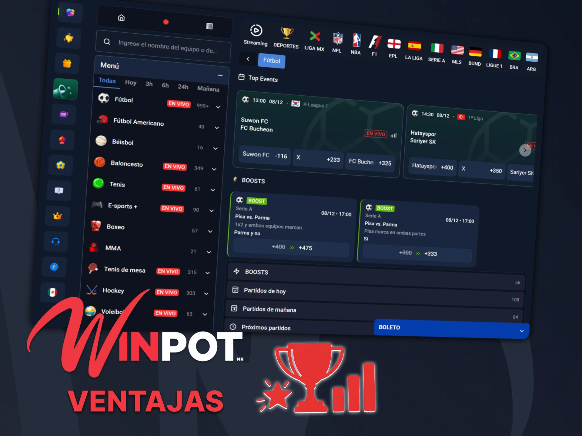 Te contamos los beneficios de las apuestas deportivas de Winpot.
