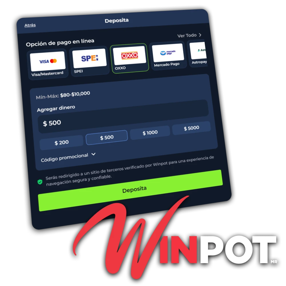 Le informaremos sobre cómo depositar en Winpot.