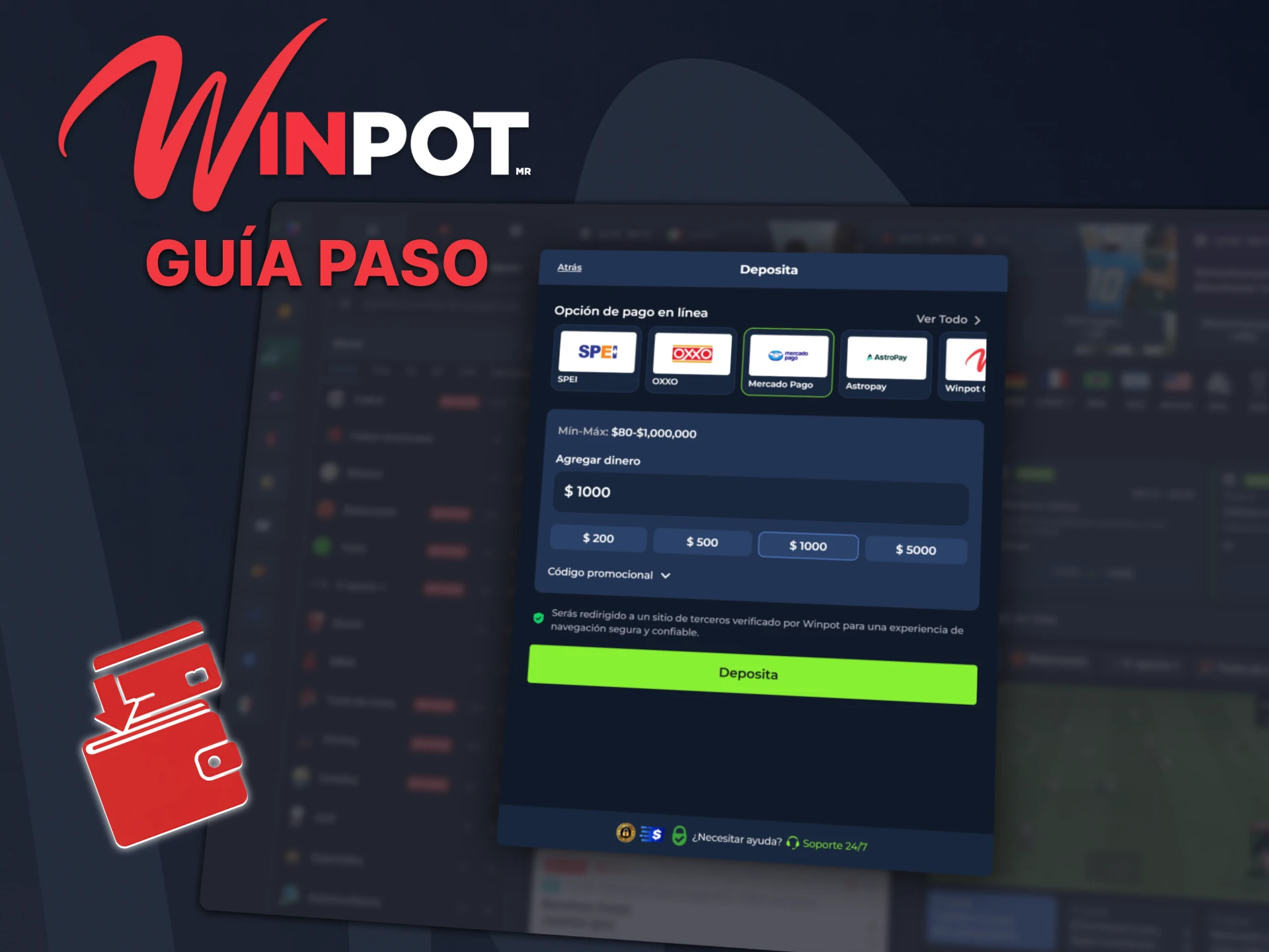 Lea las instrucciones sobre cómo reponer su depósito en Winpot.