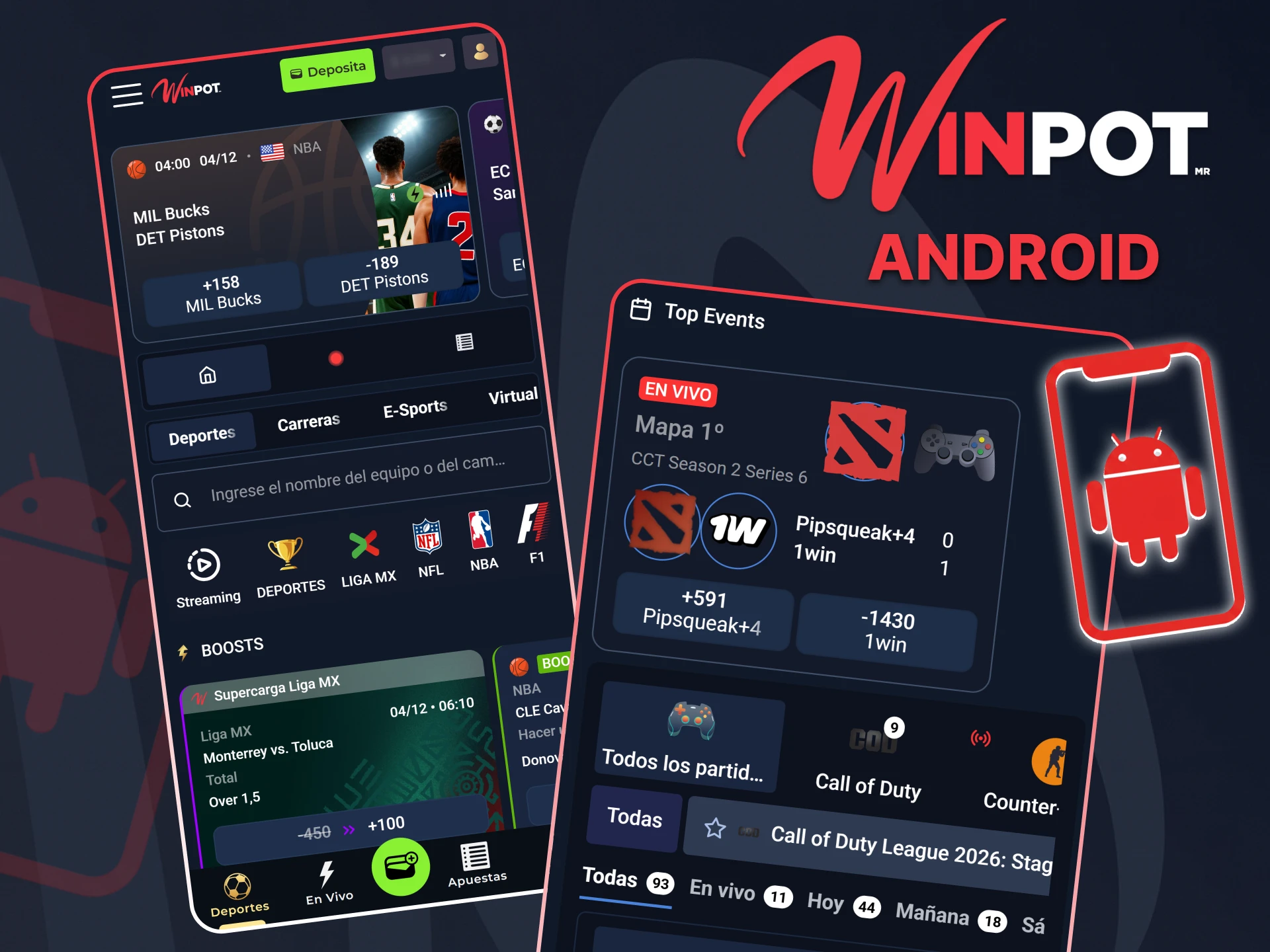 Descarga e instala la app oficial de Winpot México en Android.