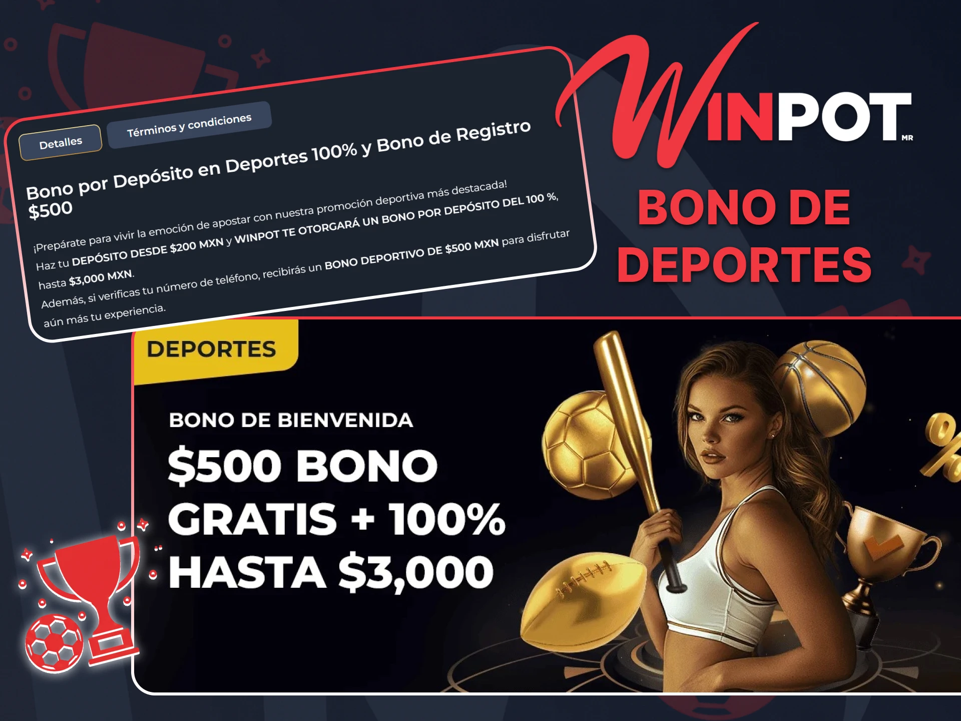 Disfruta el bono de apuestas deportivas en la plataforma oficial Winpot México.