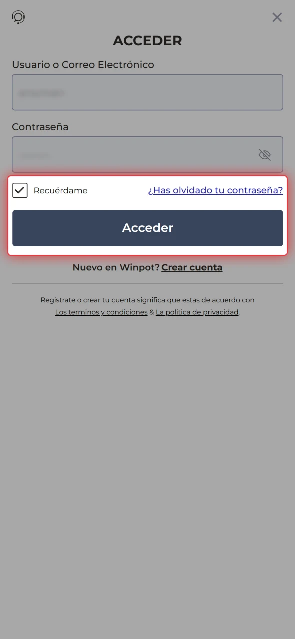 Confirma tus datos y entra a tu perfil dentro de Winpot México.