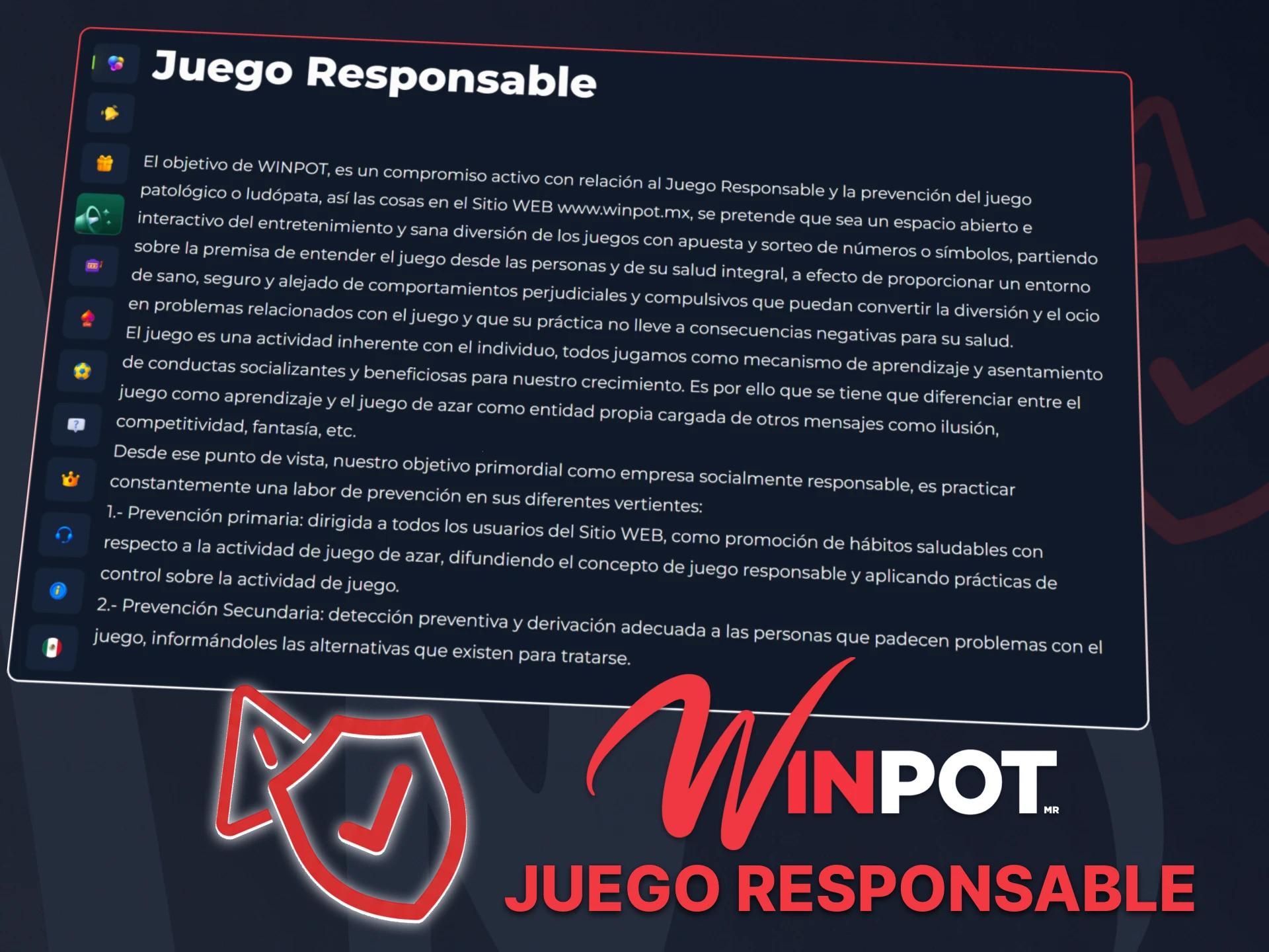 Practica juego responsable estableciendo límites y protegiendo tu bienestar en Winpot México.