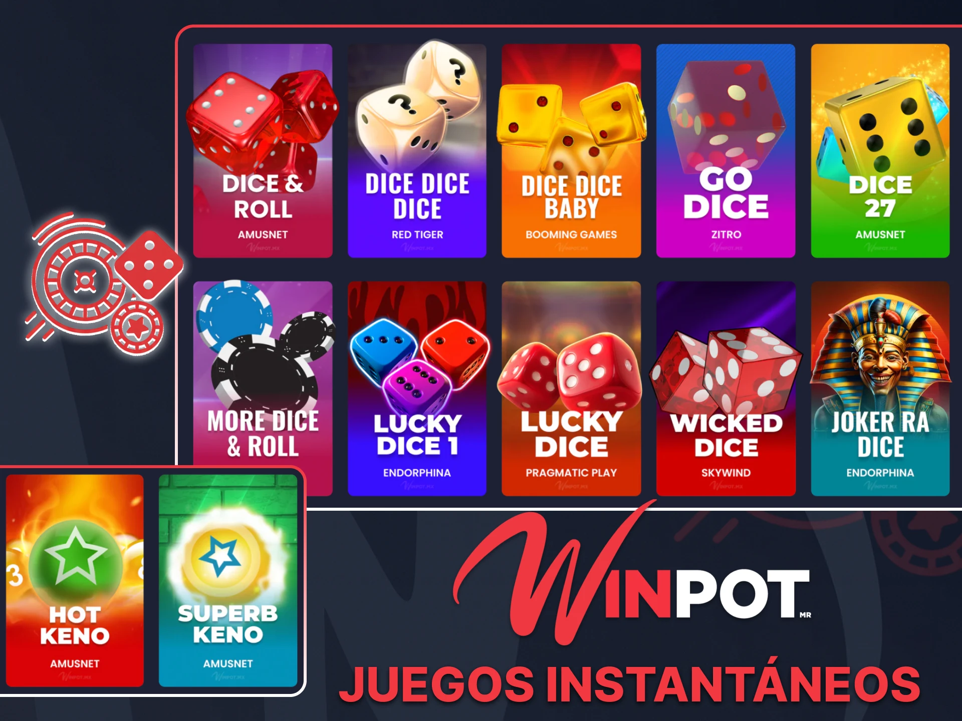 Juega juegos instantáneos con resultados rápidos en la plataforma oficial Winpot México.