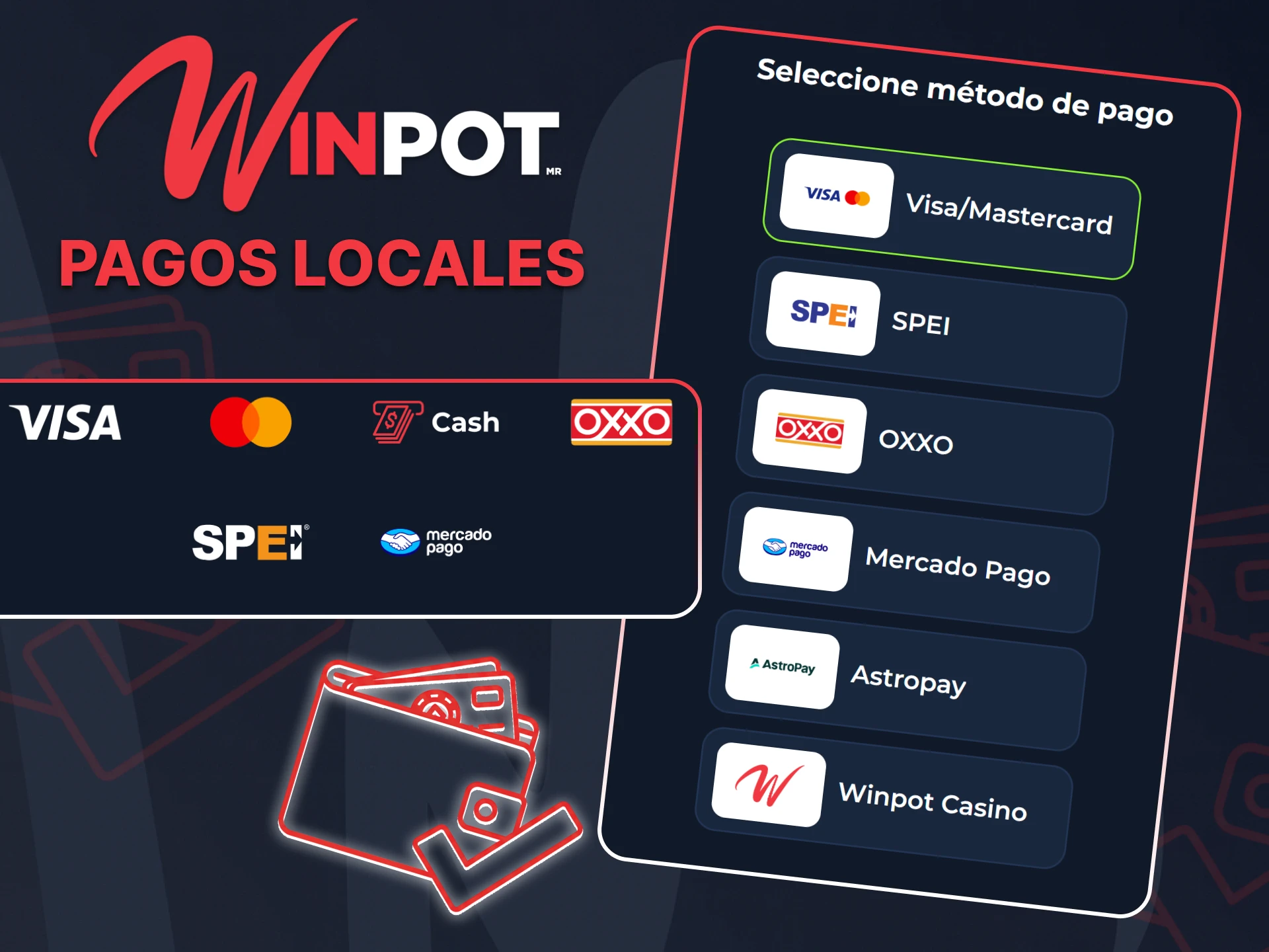 Realiza depósitos y retiros seguros en pesos en la plataforma oficial Winpot México.