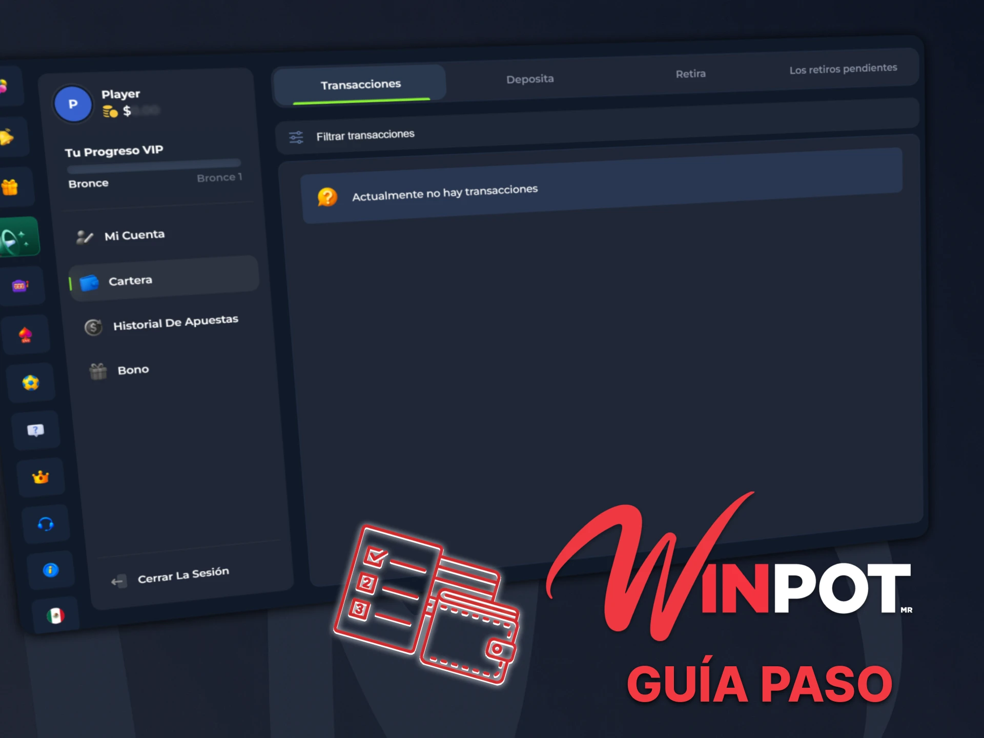 Lea las instrucciones sobre cómo retirar fondos a Winpot.