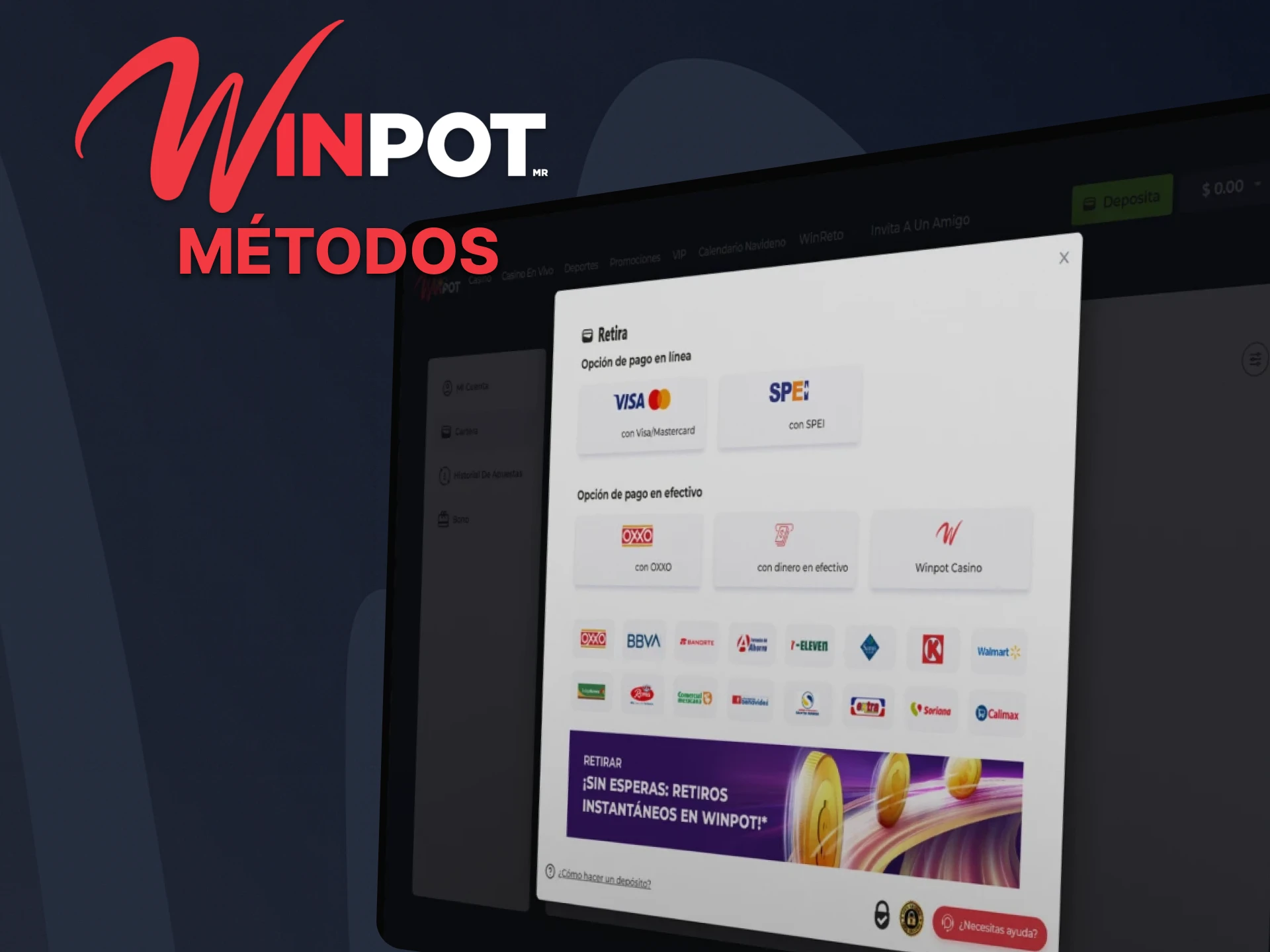 Elija un retiro conveniente de Winpot.