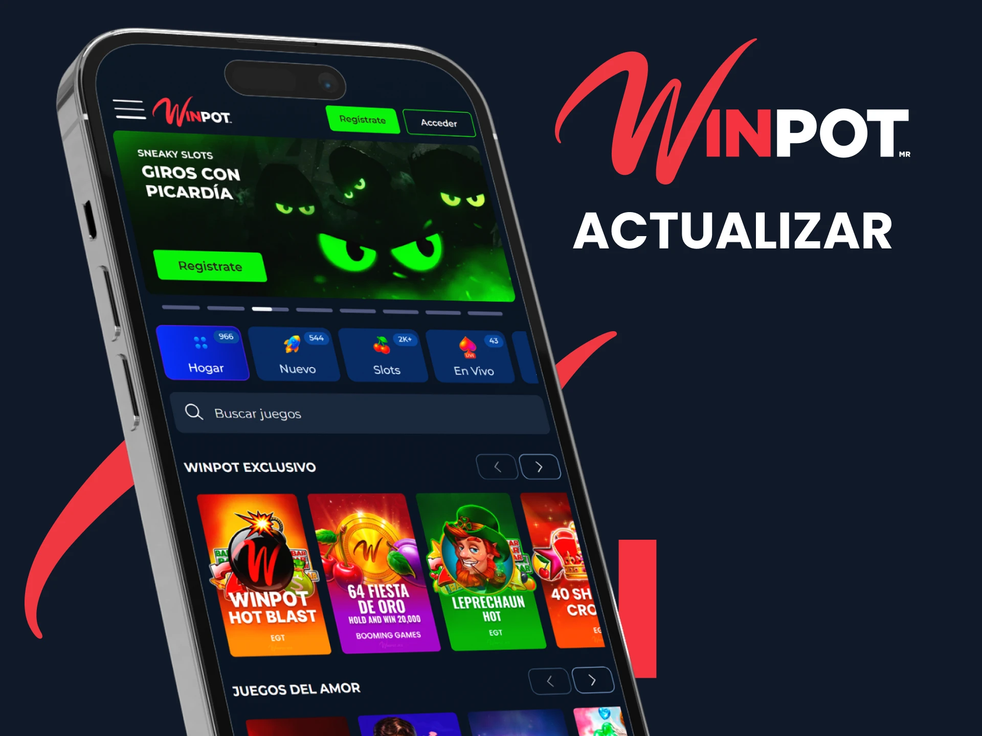 No olvide actualizar la aplicación Winpot para obtener el mejor rendimiento.