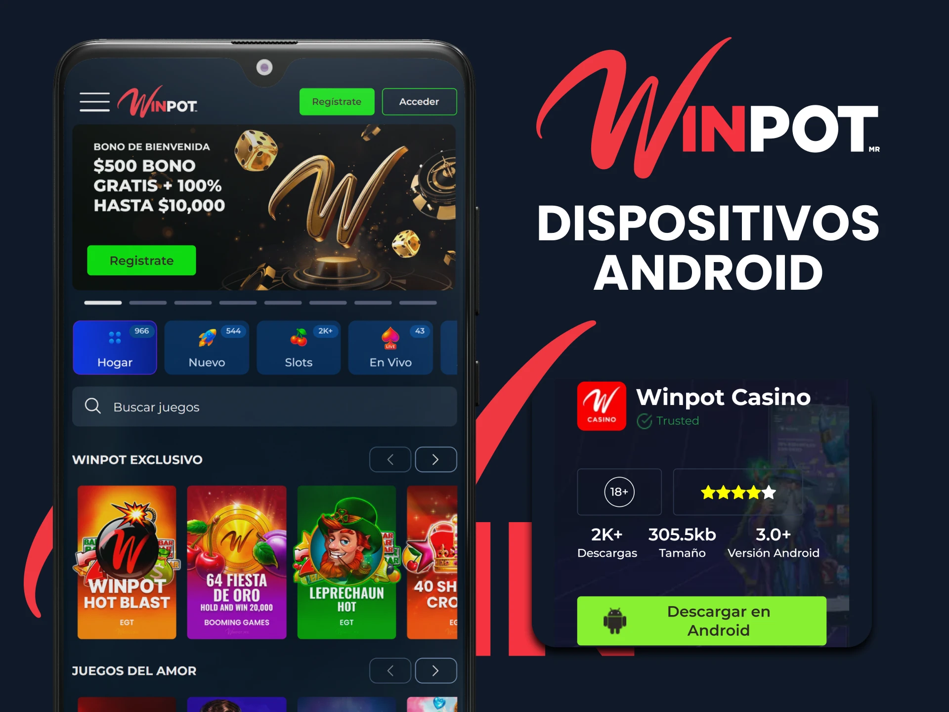 Utilice la aplicación Winpot para dispositivos Android.
