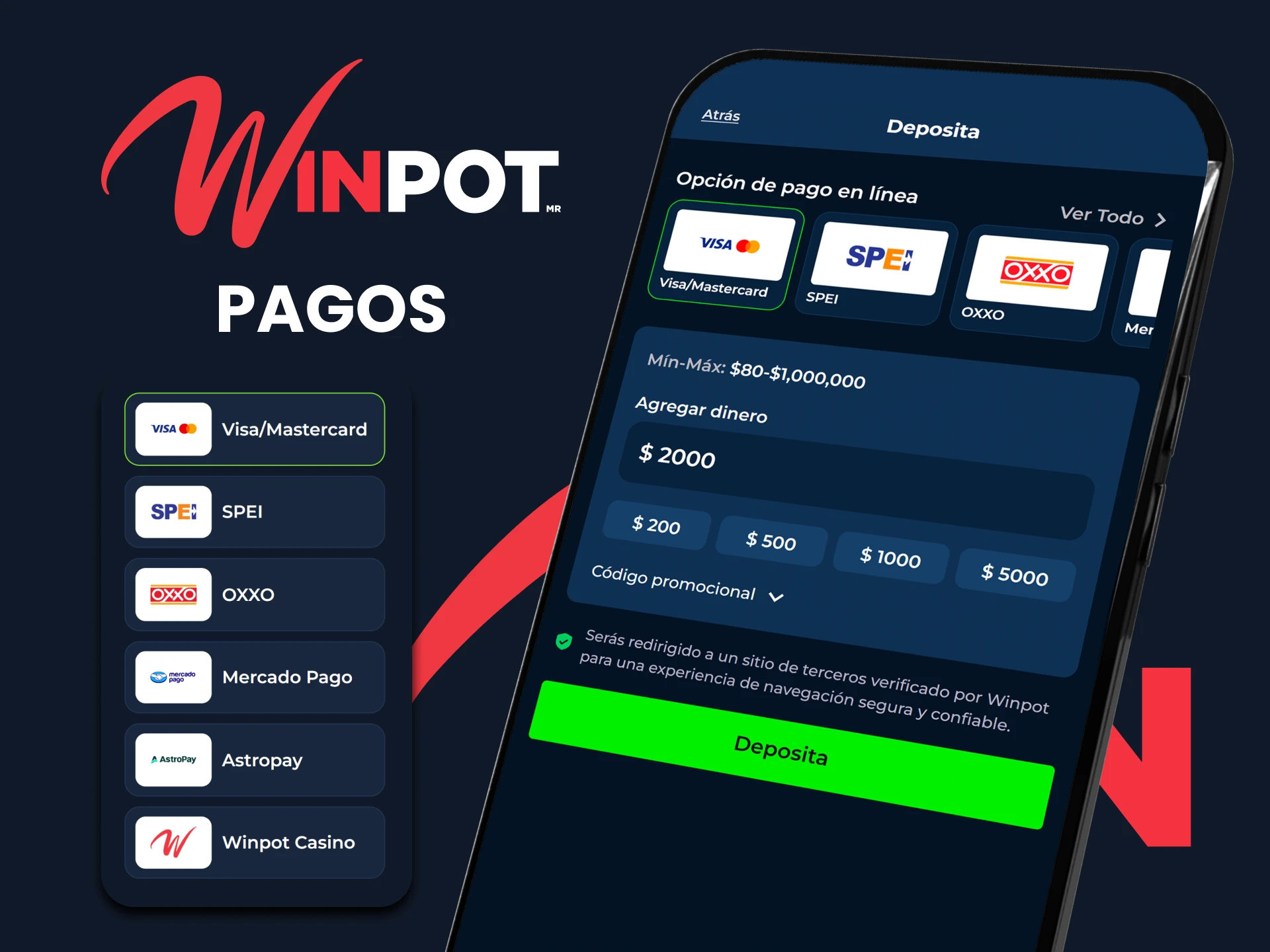 Encontrarás métodos modernos de polata en la aplicación Winpot.