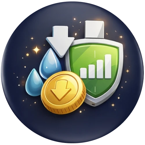 Gráfico que muestra la eficiencia de la aplicación de Winpot para ahorrar datos móviles durante el uso.